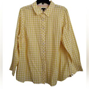Talbot's Bright Yellow Button-Up Picnic Gingham Shirt Size 2Xp